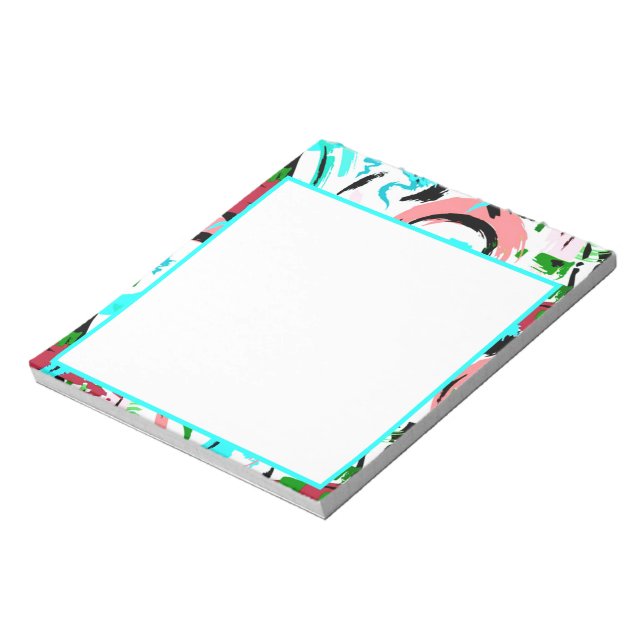 Pink and aqua abstract  notepad (Rotated)