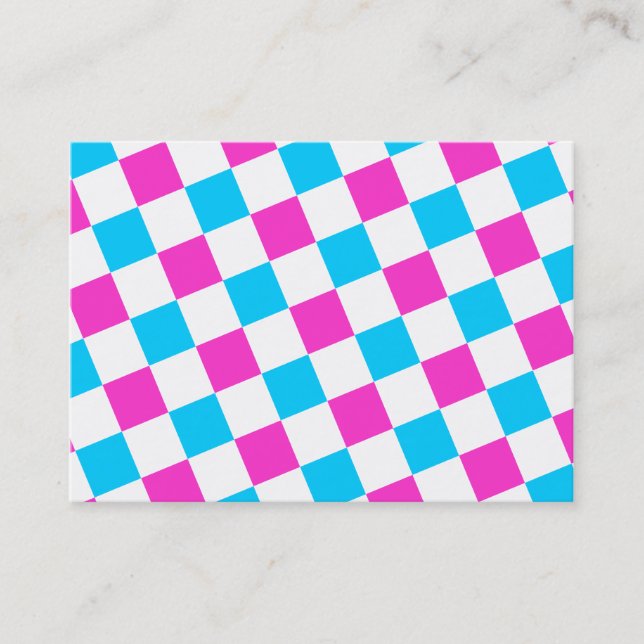 Pink and Aqua Chequerboard Business Card (Front)