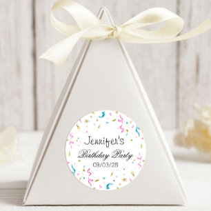 Pink and Aqua Glitter Confetti Classic Round Sticker