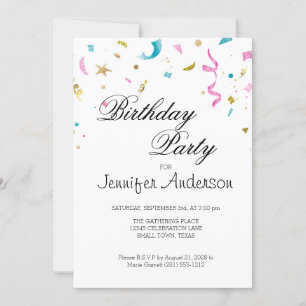 Pink and Aqua Glitter Confetti Invitation