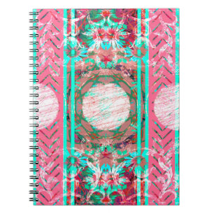 Pink and Aqua Shabby Chic Boho Victorian Floral Notebook
