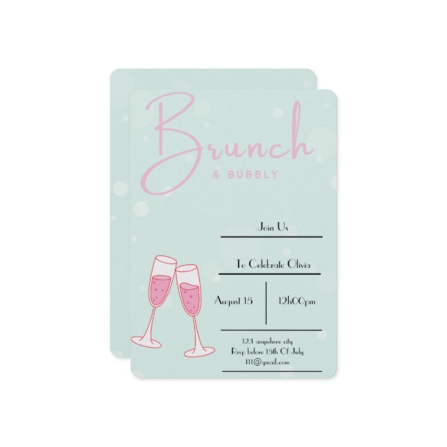 pink and baby blue bridal shower invitation (Front/Back In Situ)