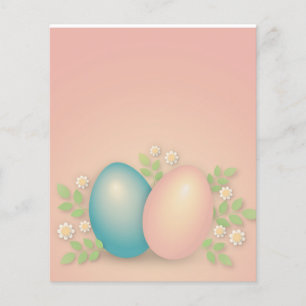 Pink and baby blue easter eggs and spring flowers flyer