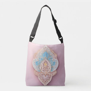 Pink and baby blue gradients AI art Crossbody Bag