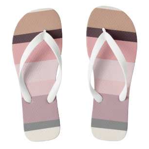 Pink and Beige Abstract Stripes Flip Flops