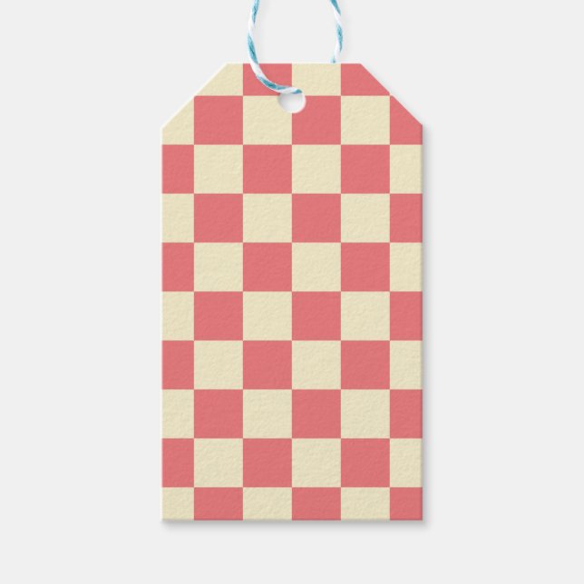 Pink and Beige Chequerboard Gift Tags (Front)