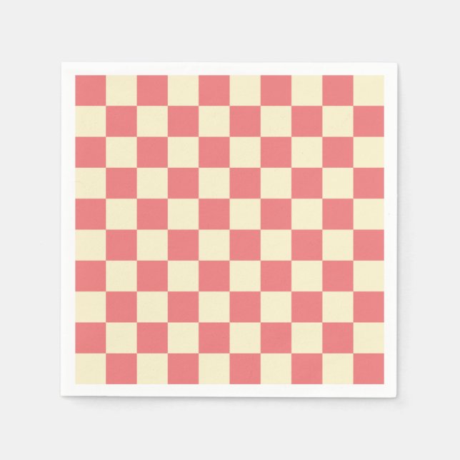 Pink and Beige Chequerboard Napkin (Front)