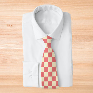 Pink and Beige Chequerboard Tie
