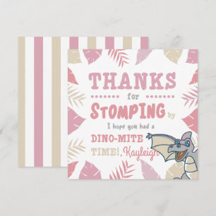 Pink and Beige Cute Dinosaur Invitation