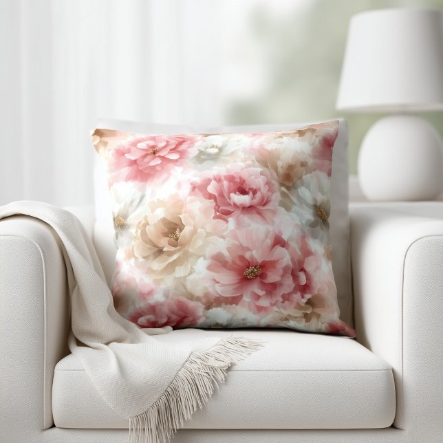 Pink and Beige Floral Cushion (Creator Uploaded)