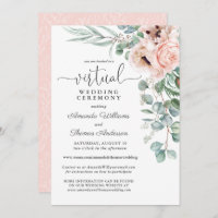 Pink and Beige Floral Poppies Virtual Wedding