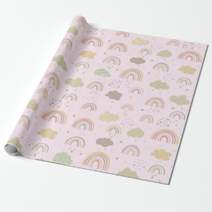 Pink and Beige Rainbow Pattern Wrapping Paper