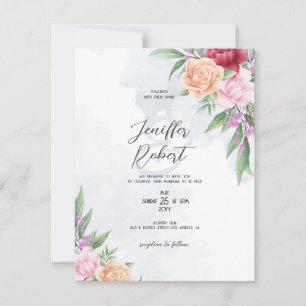 Pink and beige roses frame thank you card