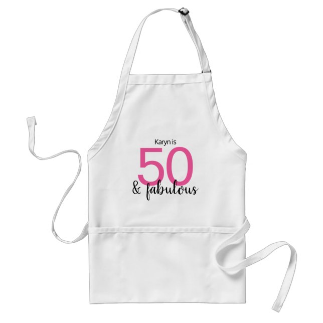Pink and Black 50 and Fabulous 50th Birthday Standard Apron (Front)