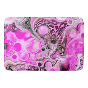 Pink and Black Abstract Fluid Art Bath Mat