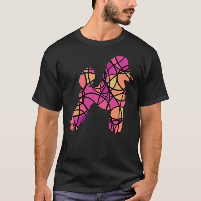 Pink And Black Abstract Poodle T-Shirt (Front)
