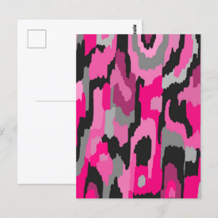 Pink and Black Abstract Print Postcard