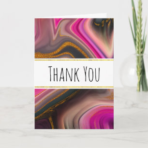Pink and Black Abstract with Gold Swirls Card