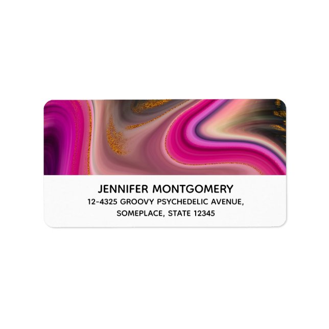 Pink and Black Abstract with Gold Swirls  Label (Front)