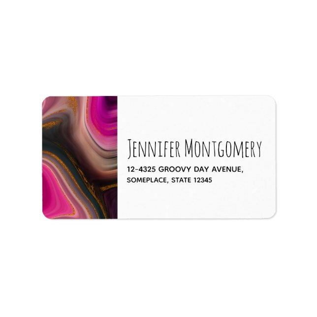 Pink and Black Abstract with Gold Swirls  Label (Front)