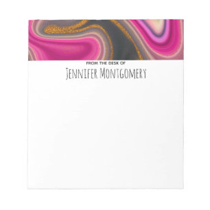 Pink and Black Abstract with Gold Swirls  Notepad