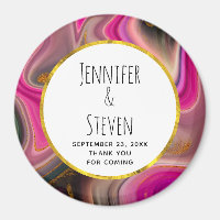 Pink and Black Abstract with Gold Swirls Wedding