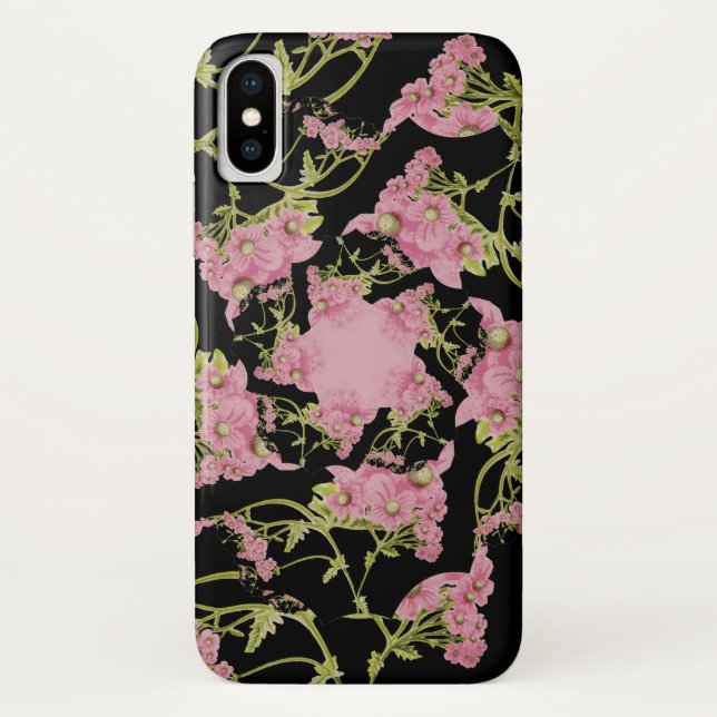 Pink and black Achillea fractal art Case-Mate iPhone Case (Back)