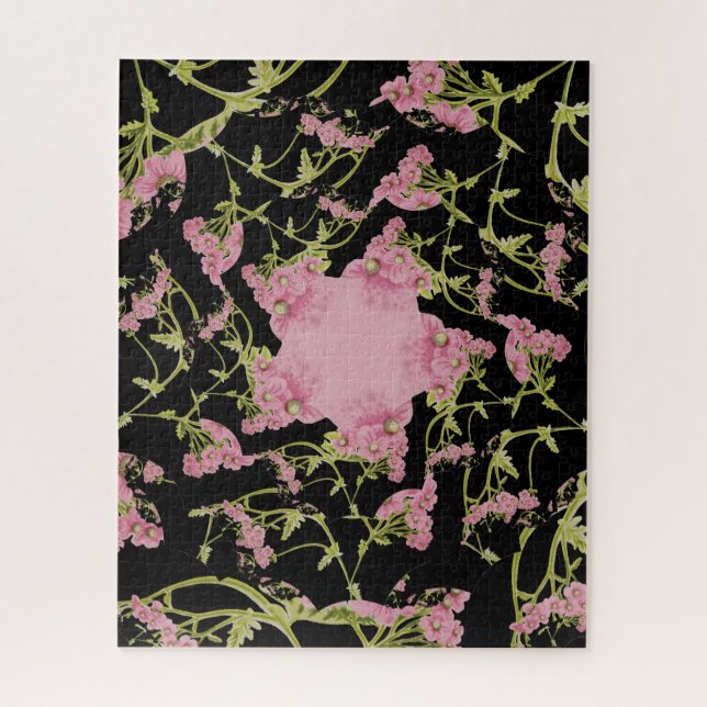 Pink and black Achillea fractal art Jigsaw Puzzle (Vertical)