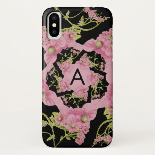 Pink and black Achillea Monogram iPhone X Case