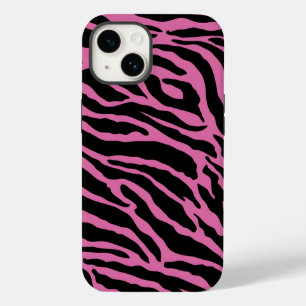 Pink and Black Animal Print Stripes Case-Mate iPhone 14 Case