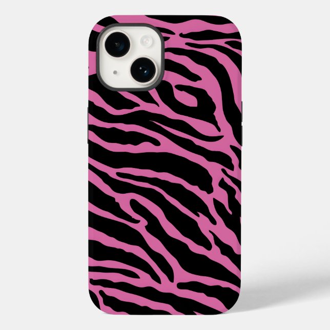 Pink and Black Animal Print Stripes Case-Mate iPhone Case (Back)