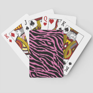 Pink and Black Animal Print Stripes  Playing Cards