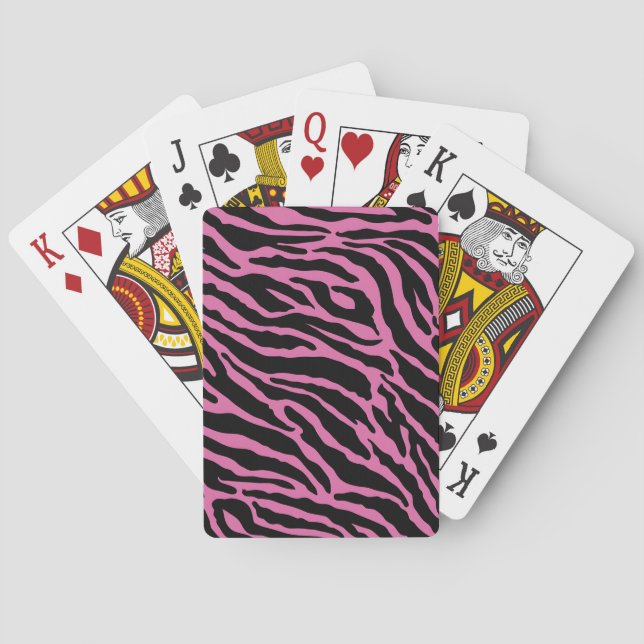 Pink and Black Animal Print Stripes  Playing Cards (Back)