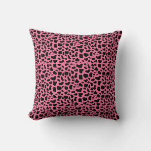 Pink and Black Animal Print Throw Cushion