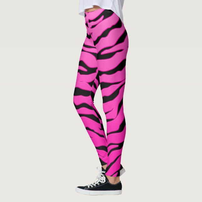 Pink And Black Animal Tigers Stripes Leggings (Left)