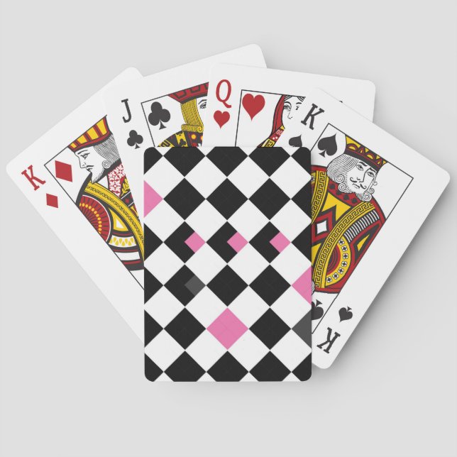 Pink and Black Argyle Playing Cards (Back)