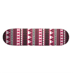 Pink and Black Aztec Tribal Pattern Design Skateboard