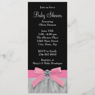 Pink and Black Baby Girl Shower Invitation