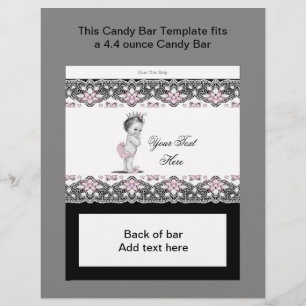 Pink and Black Baby Shower Candy Bar Wrapper