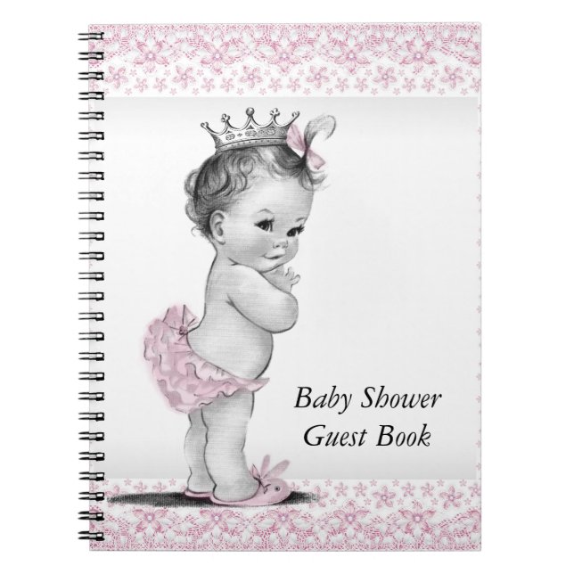 Pink and Black Baby Shower Guest Book (Front)