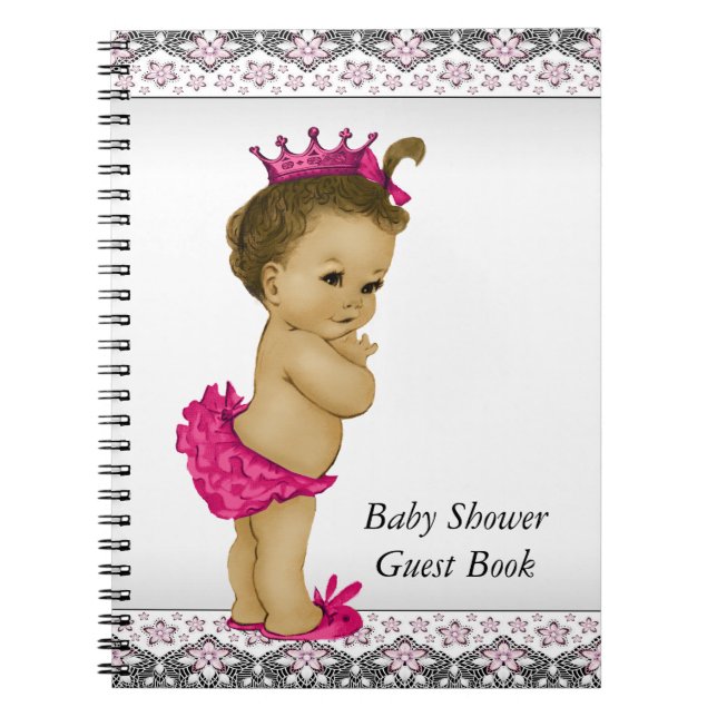 Pink and Black Baby Shower Guest Book (Front)