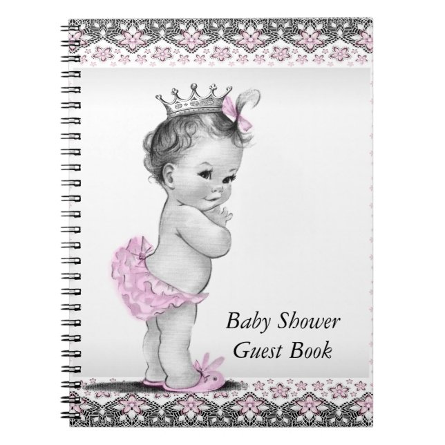 Pink and Black Baby Shower Guest Book (Front)