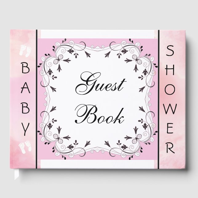 Pink and Black Baby Shower Guestbook (Front)