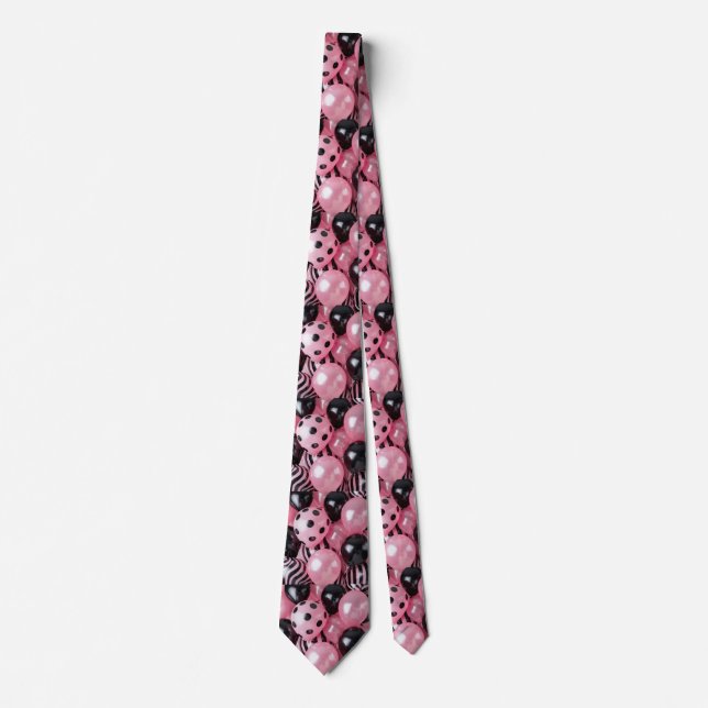 Pink and Black Balloons Tie (Front)