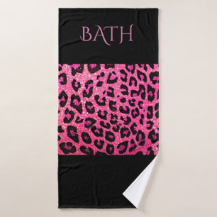 PINK AND BLACK BATH TOWEL SET! CUSTOM DESIGN!