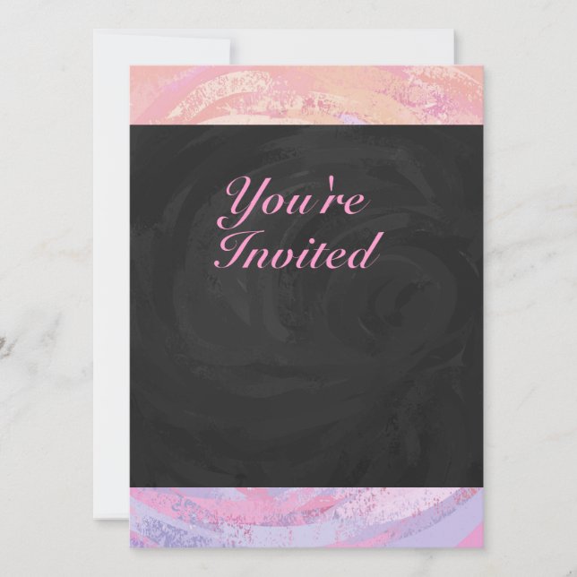 Pink and Black Birthday Party Invitation (Front)