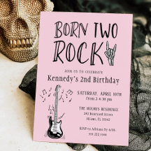 Pink and Black Born Two Rock Guitar 2nd Birthday