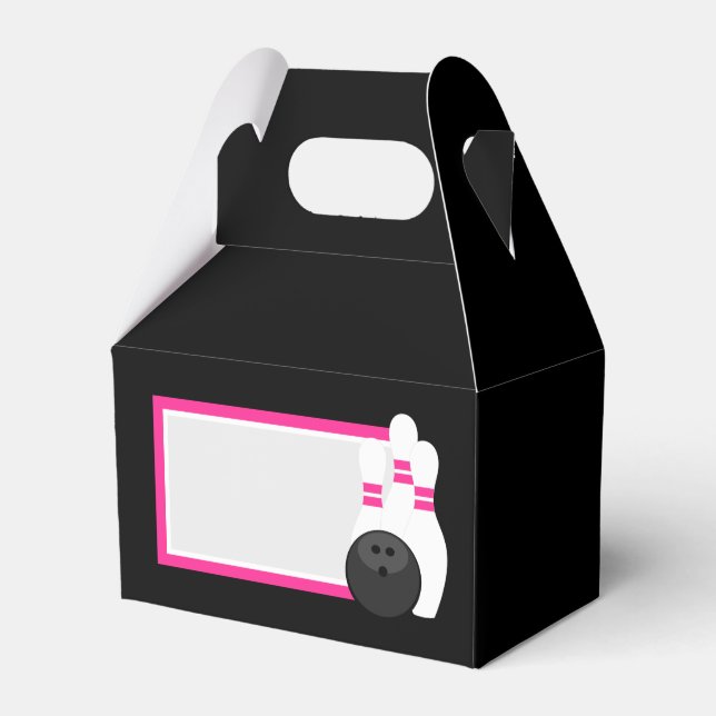 Pink and Black Bowling Favour Boxes (Front Side)