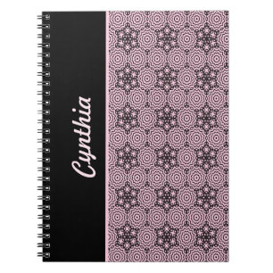 Pink and Black Box Mandala Graphic Design Notebook