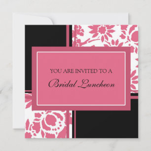 Pink and Black Bridal Luncheon Invitation Cards